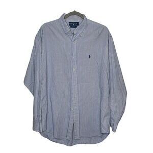 Polo Ralph Lauren Men's Button-Down Dress Shirt, Blake Style, Blue Stripe